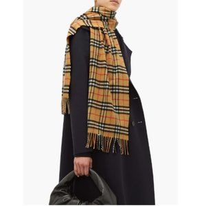 Burberry Vintage Check Brushed-Cashmere Scarf